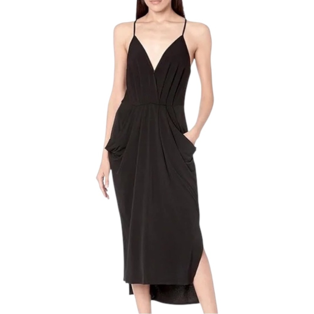 ▪️BCBGeneration Black Draped Midi Dress with Pockets▪️